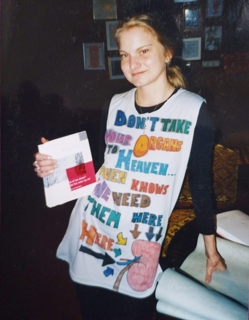 Handing out leaflets