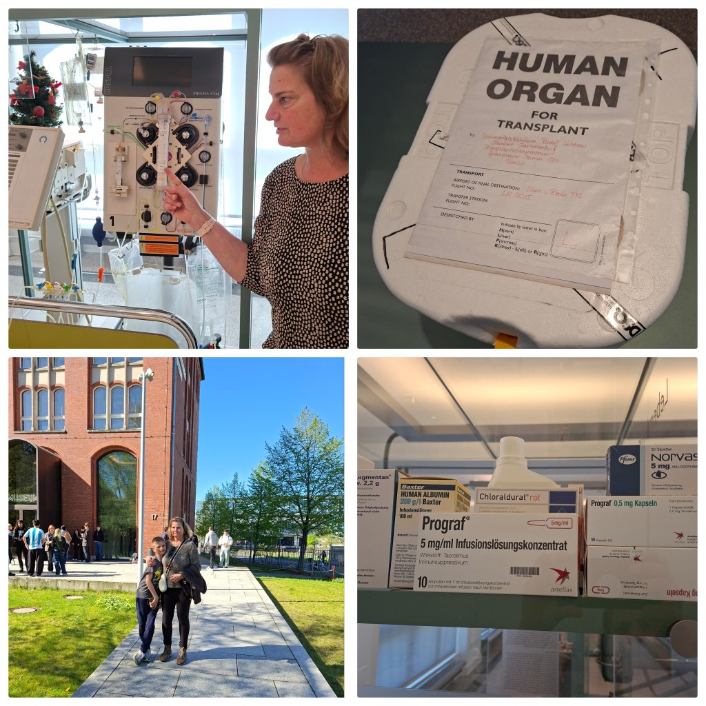 Dialyse, de kunstnier.
Orgaantransplantatie
Medicijnen tegen afstoting
In het Berliner Medizinhistorisches Museum der Charité
